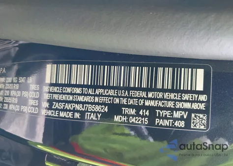 2018 Alfa Romeo Stelvio Sport Awd из США, поврежденный, VIN ZASFAKPN8J7B58624